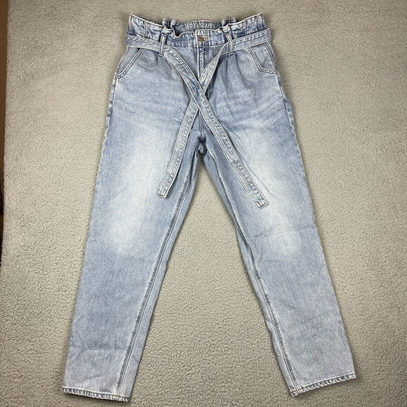 American Eagle Outfitters Denim - American Eagle Jeans Women Sz 10 Paper Bag Waist Highest Rise Mom Jeans Elastic